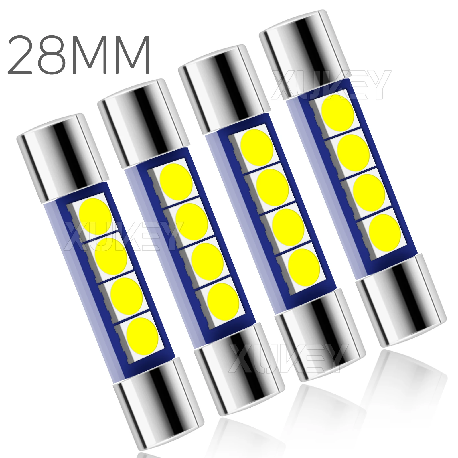 LED 퓨즈 6614F 6612F TS-14V1CP LED 페스툰 전구, 자동차 인테리어 선 바이저 라이트, 화장대 미러 돔 램프 교체, 4 팩 29, 28mm