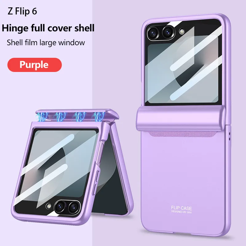 

Magnetic Hinge Shockproof Case For Samsung Z Flip 6 ZFlip6 5G Back Screen Glass Protective Hard Slim Matte All-included Cover