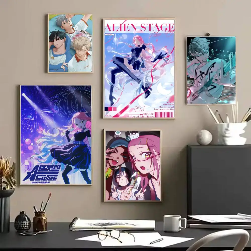 Anime A-Alien Stage Painting Calligraphy Frameless Canvas Poster Wall Art Perfect For Hallway Home Decoration Holiday Gifts