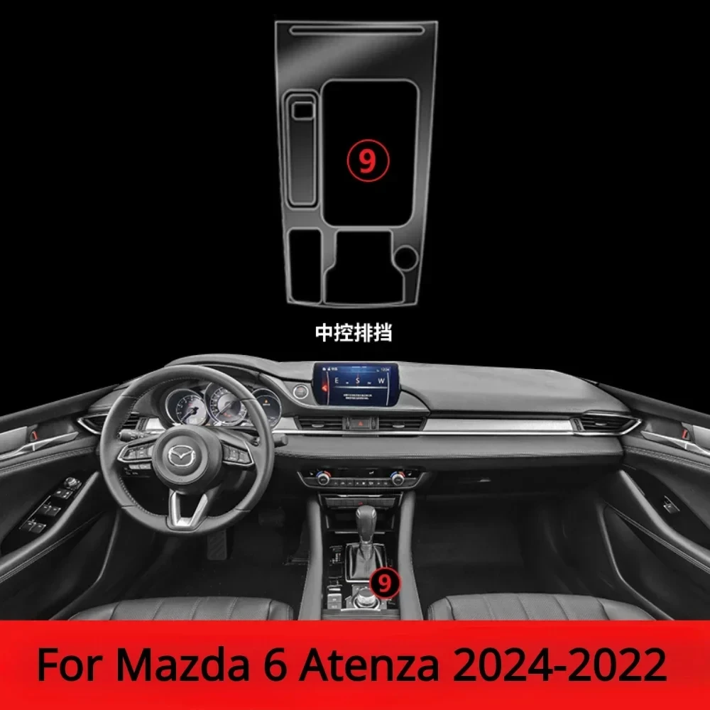 Tpu Film for Mazda 6 Atenza 2024 2023 Car Interior Sticker Center Console Gear Touch Screen Dashboard Door Windows lifting Panel