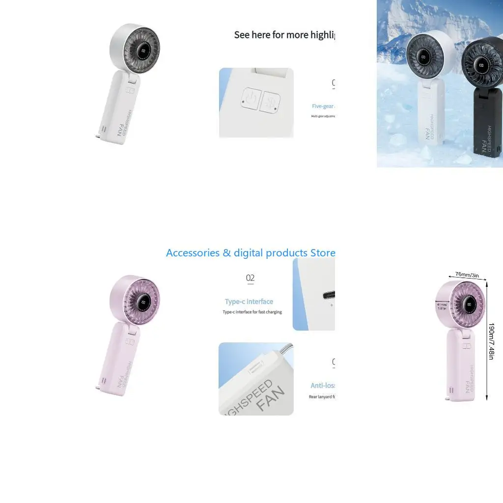 77JD USB Powereds Turboes Cooling Fan 9m/S Instants Breezes 100 Speed Option Lightweight Portable For Indoor Outdoor