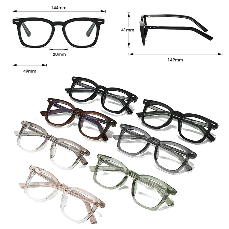 SHAUNA Retro Square Donna Uomo Occhiali da vista Moda Rivetti Gradiente Miopia/Iperopia/Lente ottica progressiva con ricetta