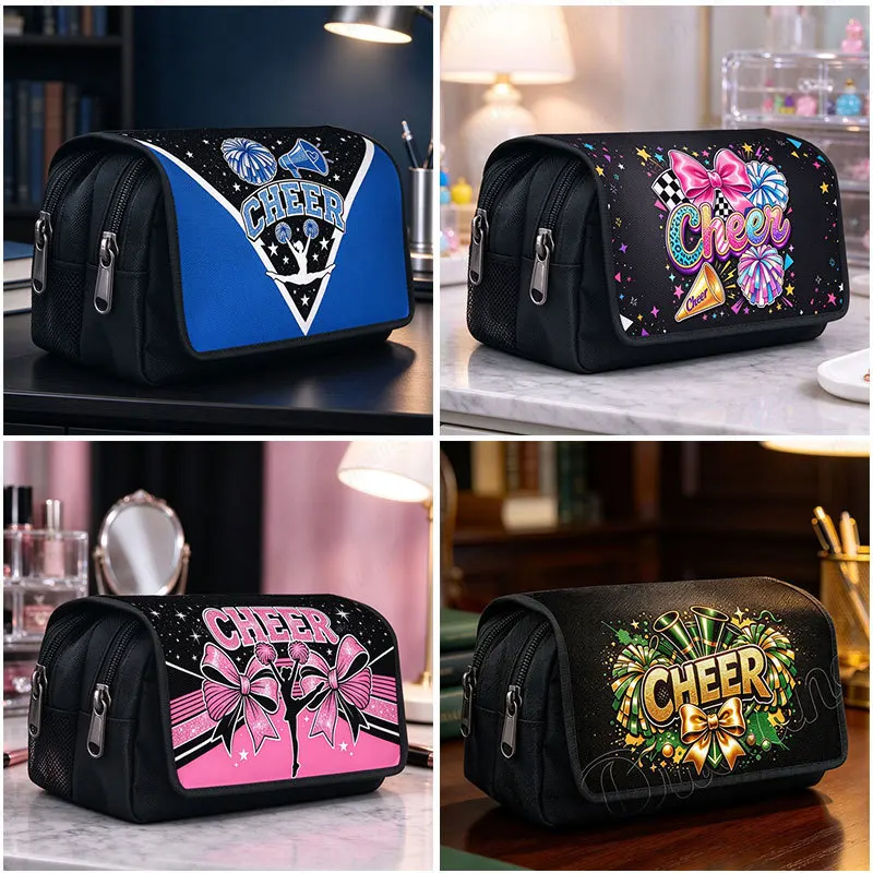 Cartoon Cheerleading Girls Pattern Woman Cosmetic Case Cool Cheer Up Makeup Bag Pencil Holder Large Stationary School Supplies