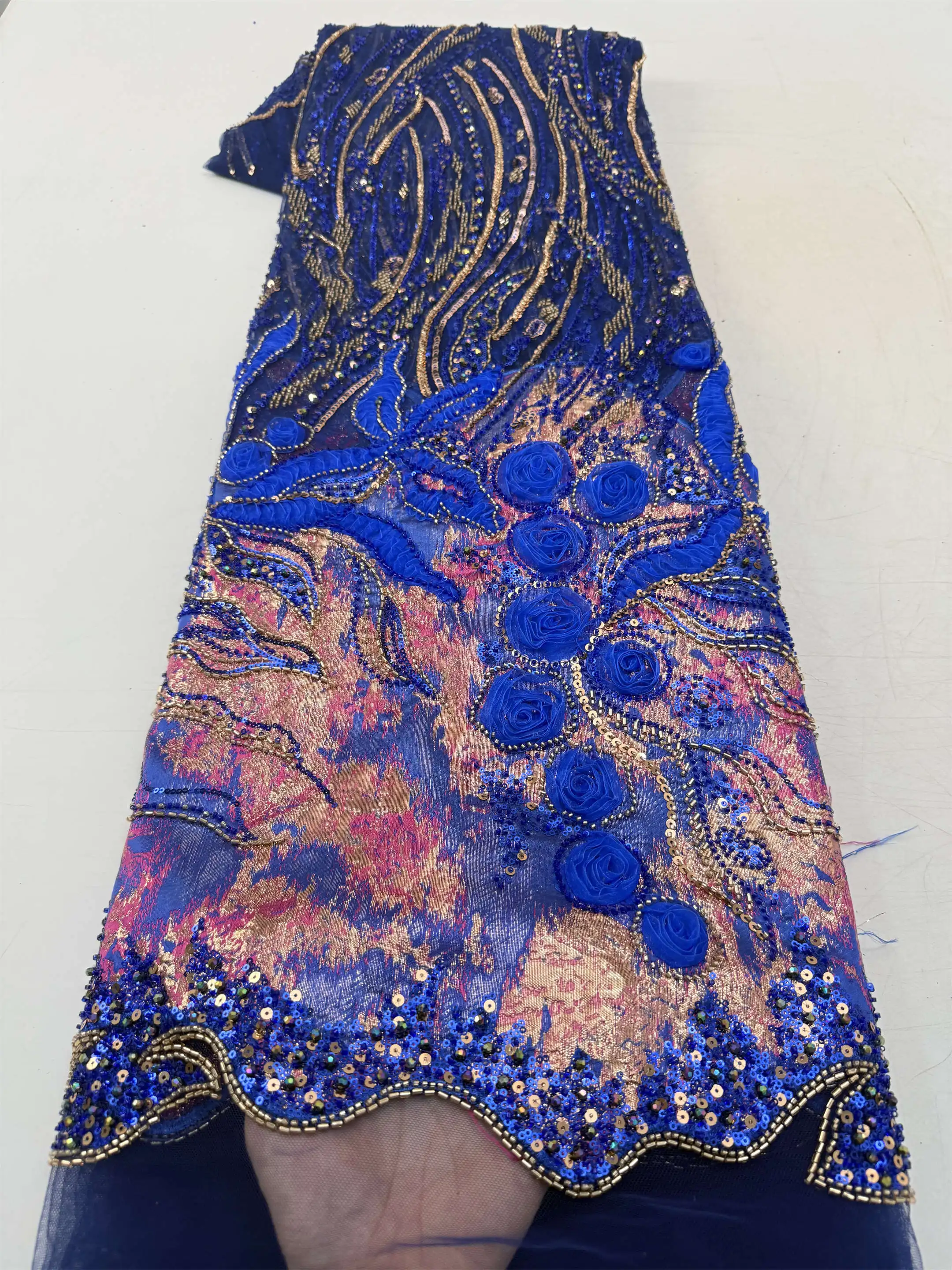 

Оптовая продажа африканского кружевного полотна 2026: высококачественное нигерийское французское тюлевое кружево с бисером и пайетками для пошива свадебных и праздничных платьев