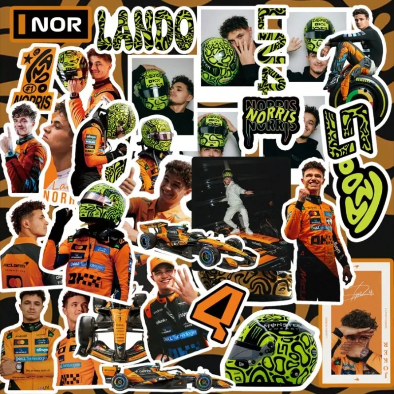 59PCS Lando Norris racing-themed sticker set–Waterproof Vinyl Decals for Laptop, Water Bottle, Suitcase, Car, Helmet, Skateboard