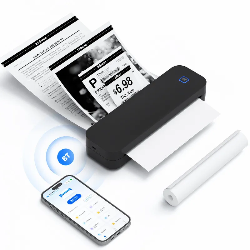 Printer Termal HD Mini A4 Portabel Printer Transfer Stensil Tato Dokumen Kantor PDF Foto Tanpa Tinta Bluetooth Nirkabel
