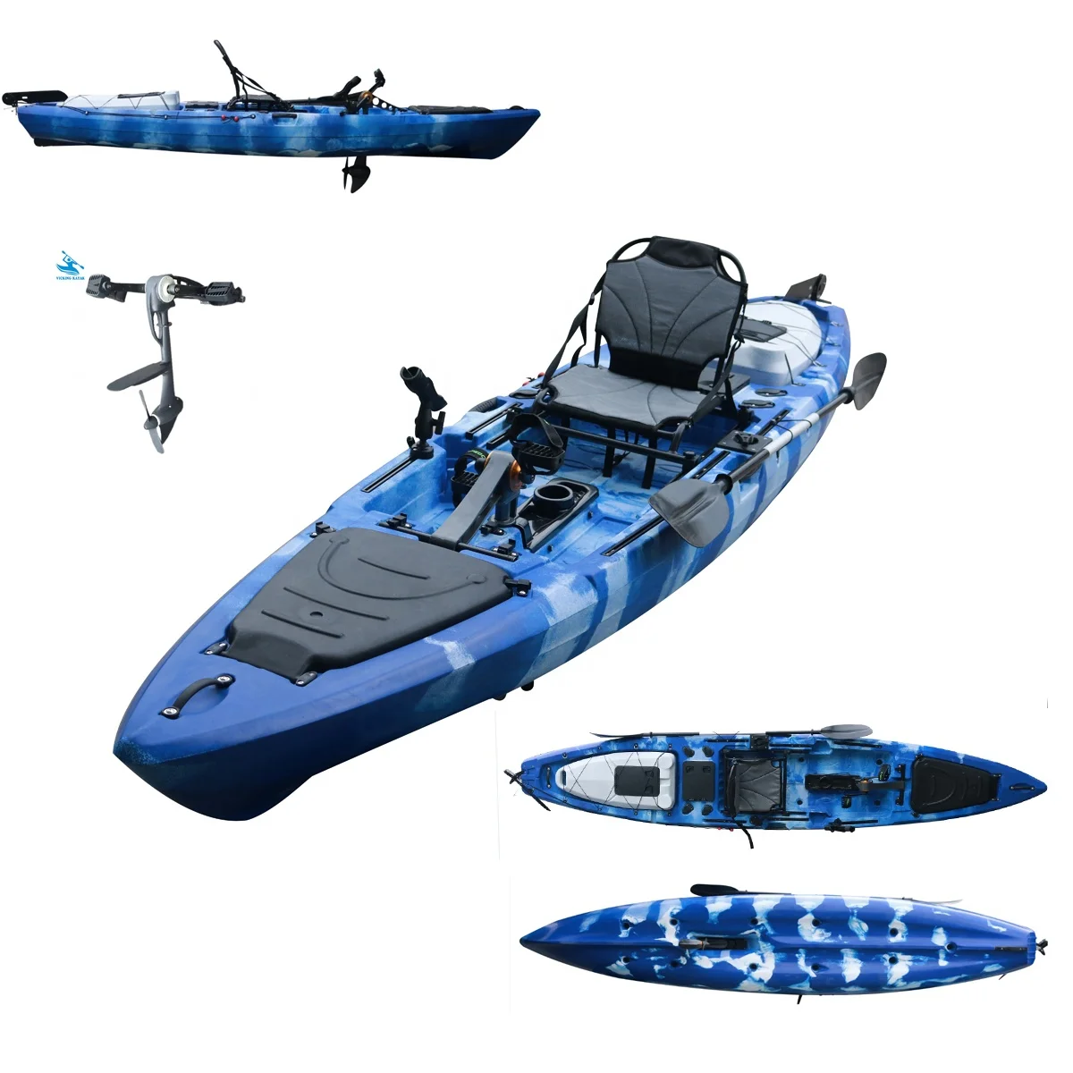 

Vicking 14ft Professional Fishing Kayak for Single People Pedal Kayak with Electric Motor