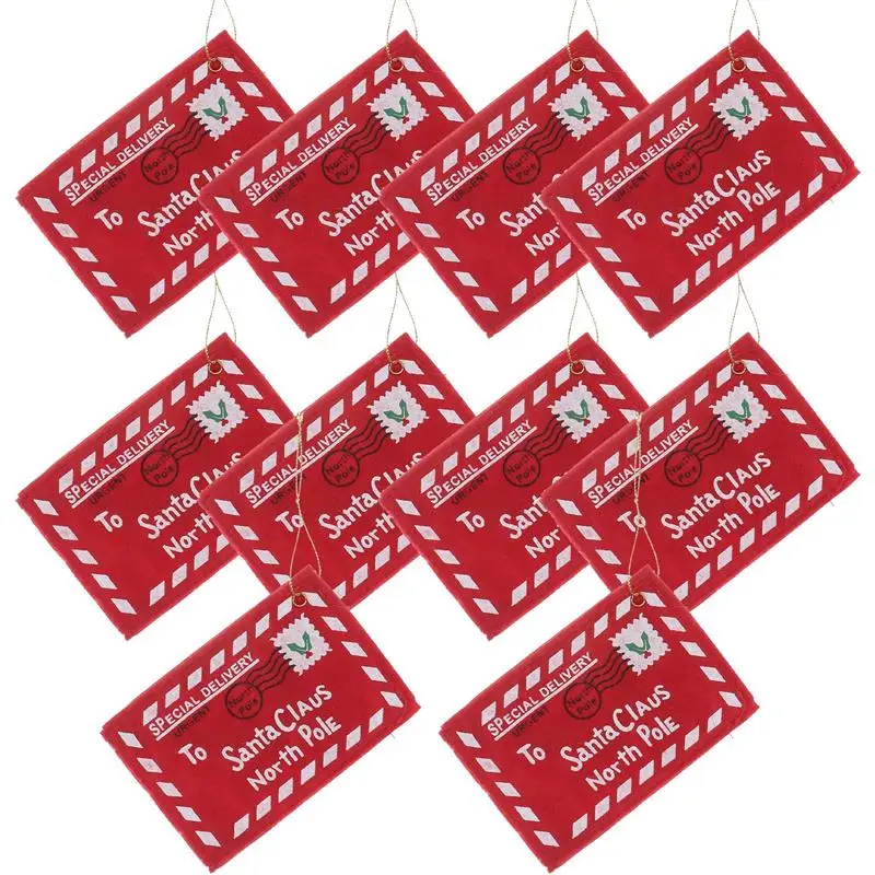 

WINOMO 10pcs Letter to Santa Claus Felt Envelope Embroidery Christmas Ornament (Red)