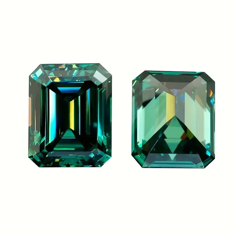 สร้อยคอต่างหูเพชรโมอิสสีเขียวมรกตขนาด5x7มม. 1กะรัต