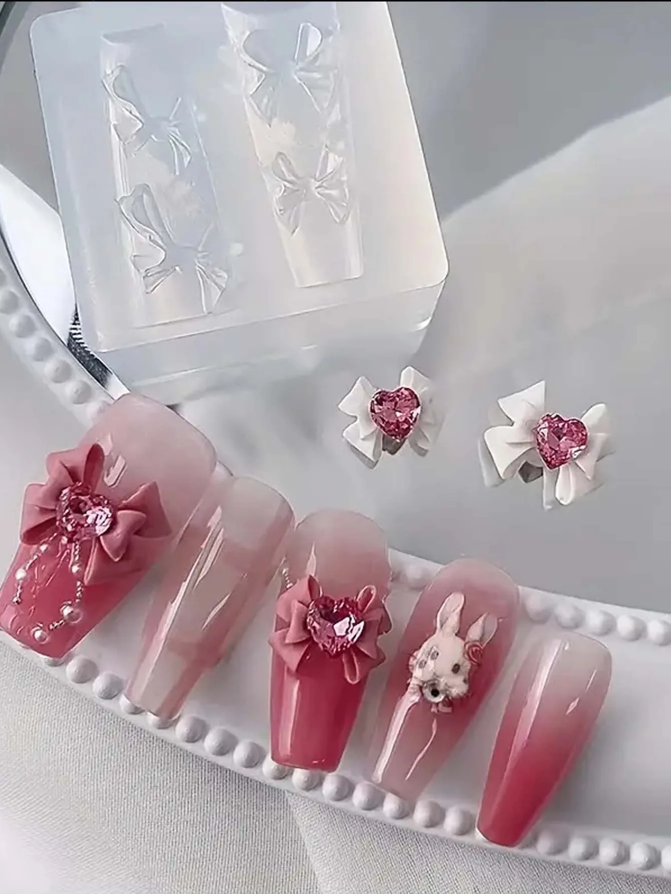 1PC Bow Bowknot Nail Art Molds Silicone Clay Molds 3D Decortive Carved Mold for Manicure Crystal for Earring Necklace Mould