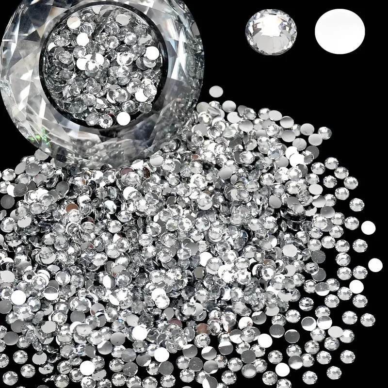 Klare Silberne Flache Kunstharz-Strasssteine 2mm 3mm 4mm 5mm 6mm, Imitierte Edelsteine für Bastelarbeiten, DIY, Nagelkunst, Charms, Zubehör, Steine in Großpackungen