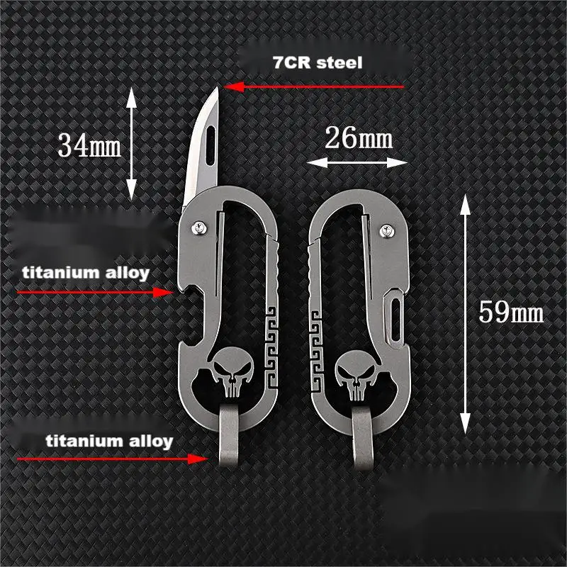Imagem -05 - Criativo Titânio Liga Chaveiro Faca para Homens Edc Canivete Multi-ferramenta de Segurança Auto-defesa Ferramentas Manuais Dobrável ao ar Livre