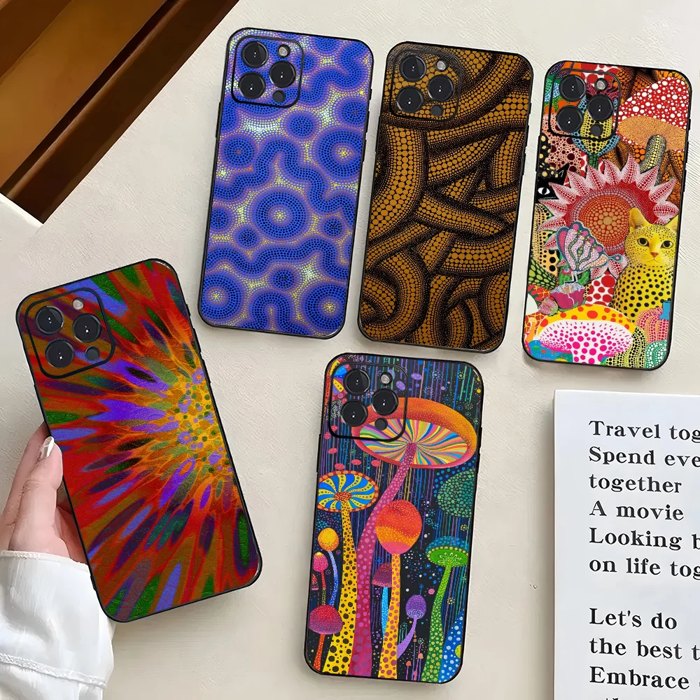 

1 шт., силиконовый мягкий чехол для телефона Art Y-Yayoi K-Kusama для iPhone 16, 15, 14, 13, 12, 11 X XR Plus Pro Max Plus