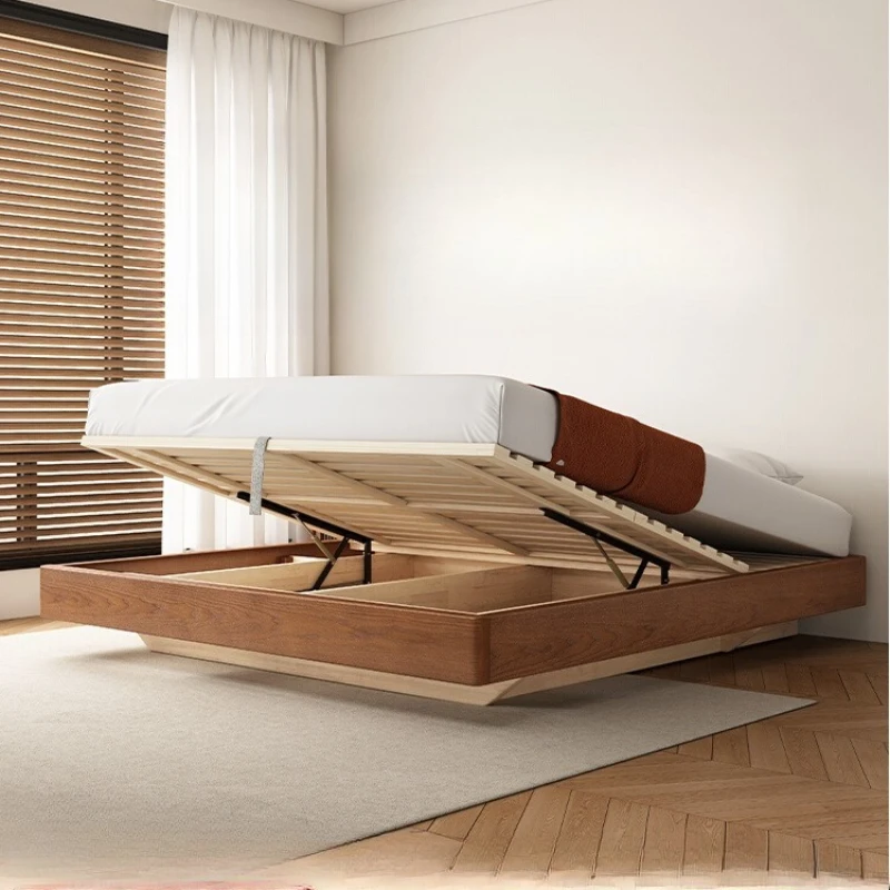 

Storage No bedside Full solid wood bed Modern simple tatami 1.8m flush edge Super space saving wedding bed