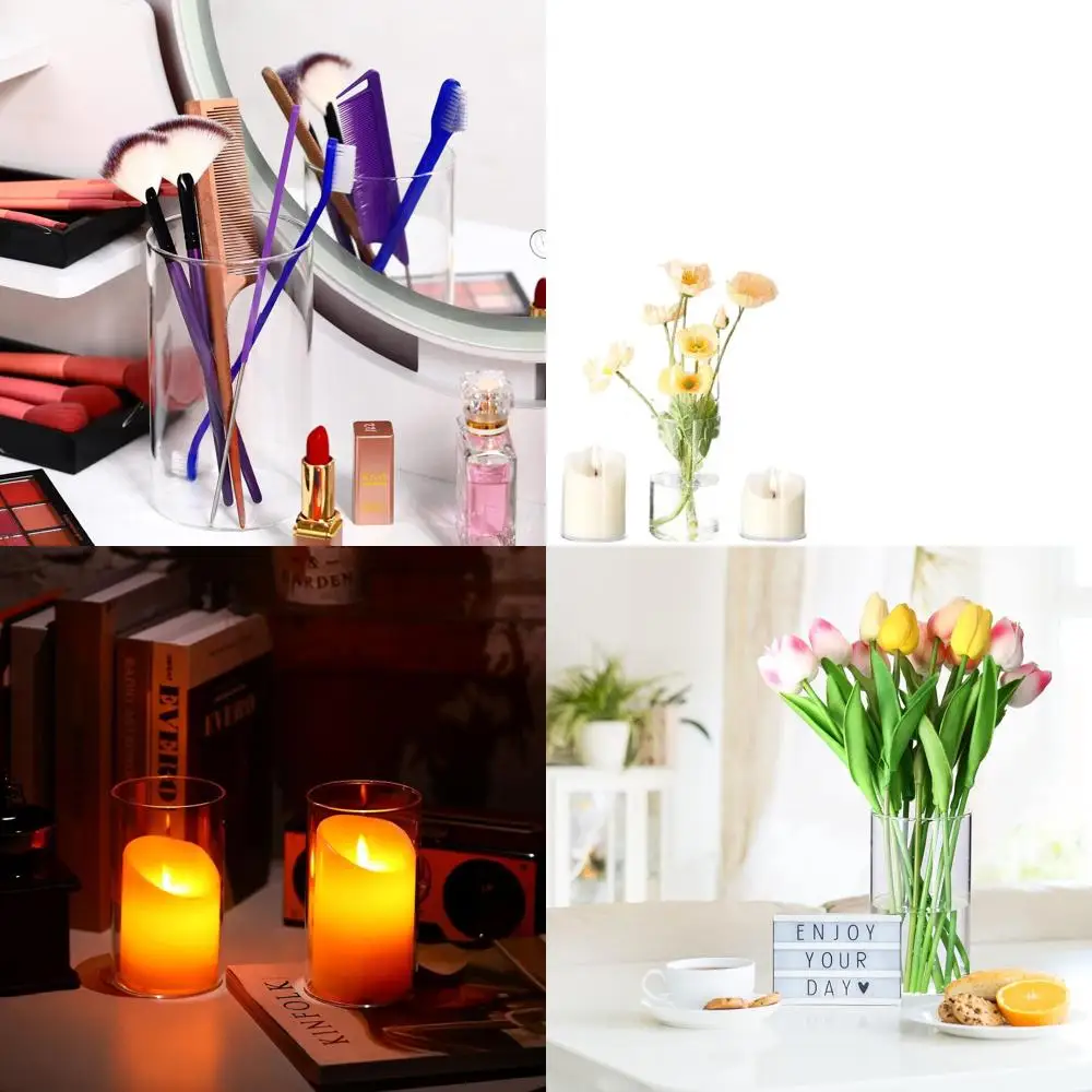 

6 прозрачных стеклянных ваз-цилиндров, набор из 24 штук, идеально подходят для свечей, свадеб и домашнего декора