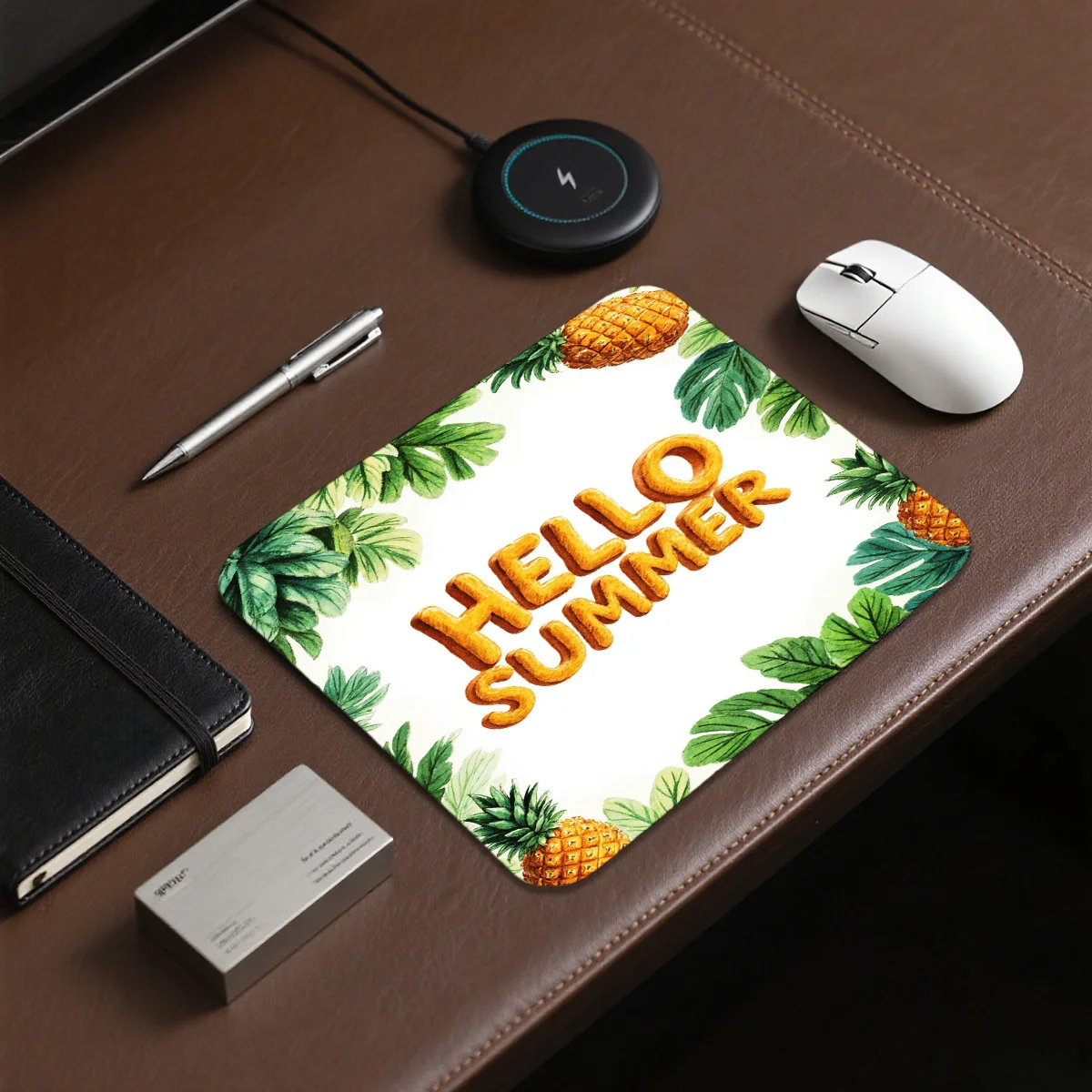 

1 шт., тропический резиновый коврик для мыши из ПВХ, Hello Summer, дизайн с ананасом для офиса, игр, домашний декор, подарок для друзей