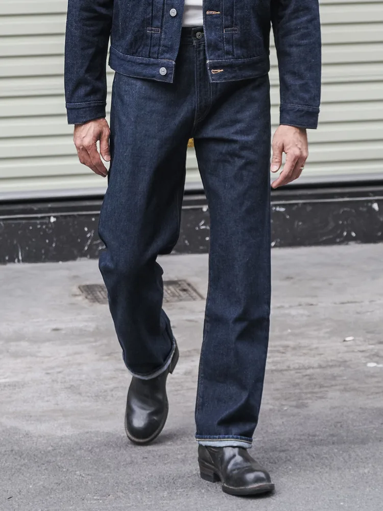 

Rugged Bronson Zipper Fly 801ZXX Men's Jeans 1954 Sanforized Selvedge Denim Pants