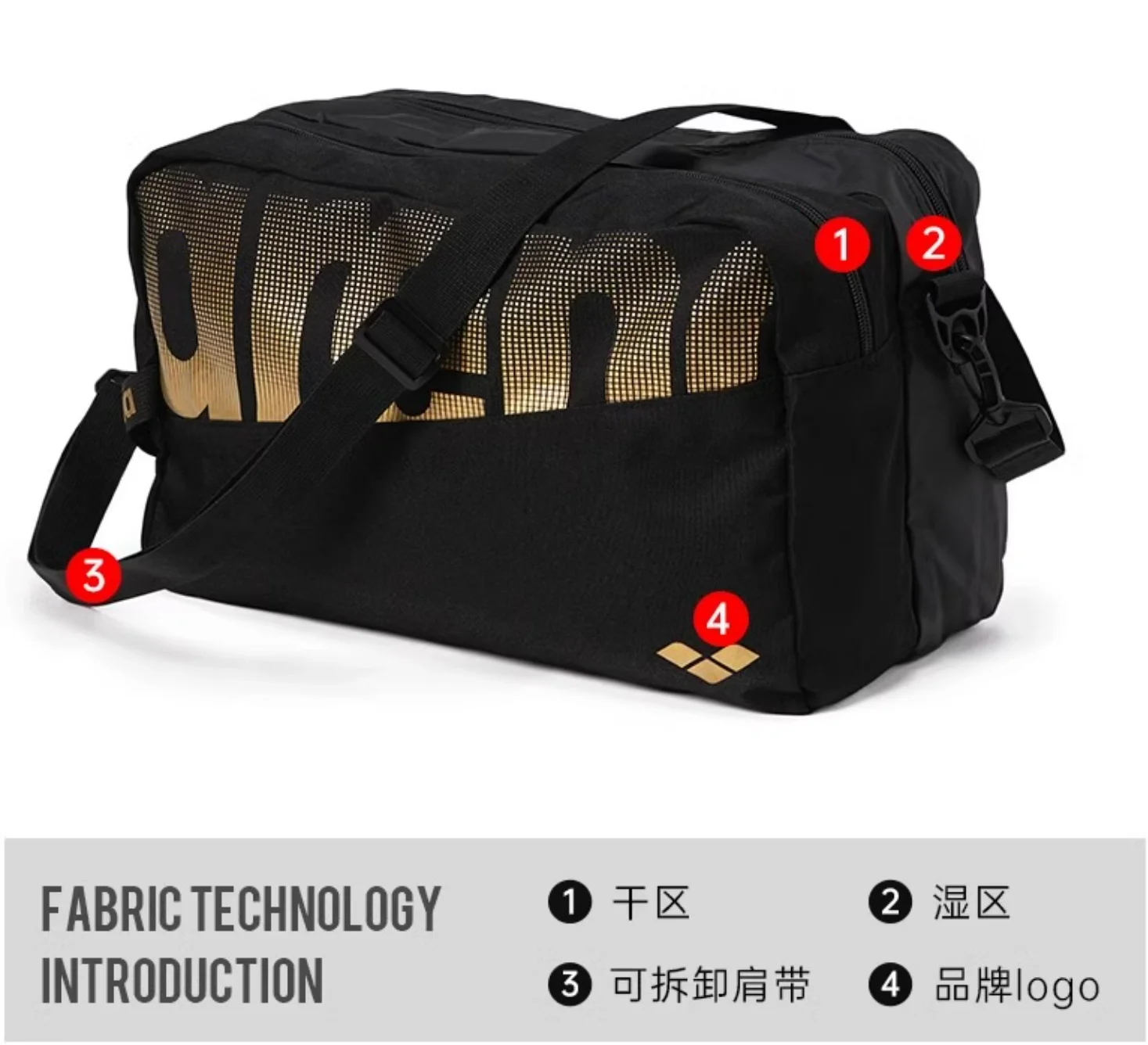 ARENA Professionele zwemtas Grote capaciteit Dubbellaags droog-nat scheidingsuitrusting voor heren en dames voor zwemmers