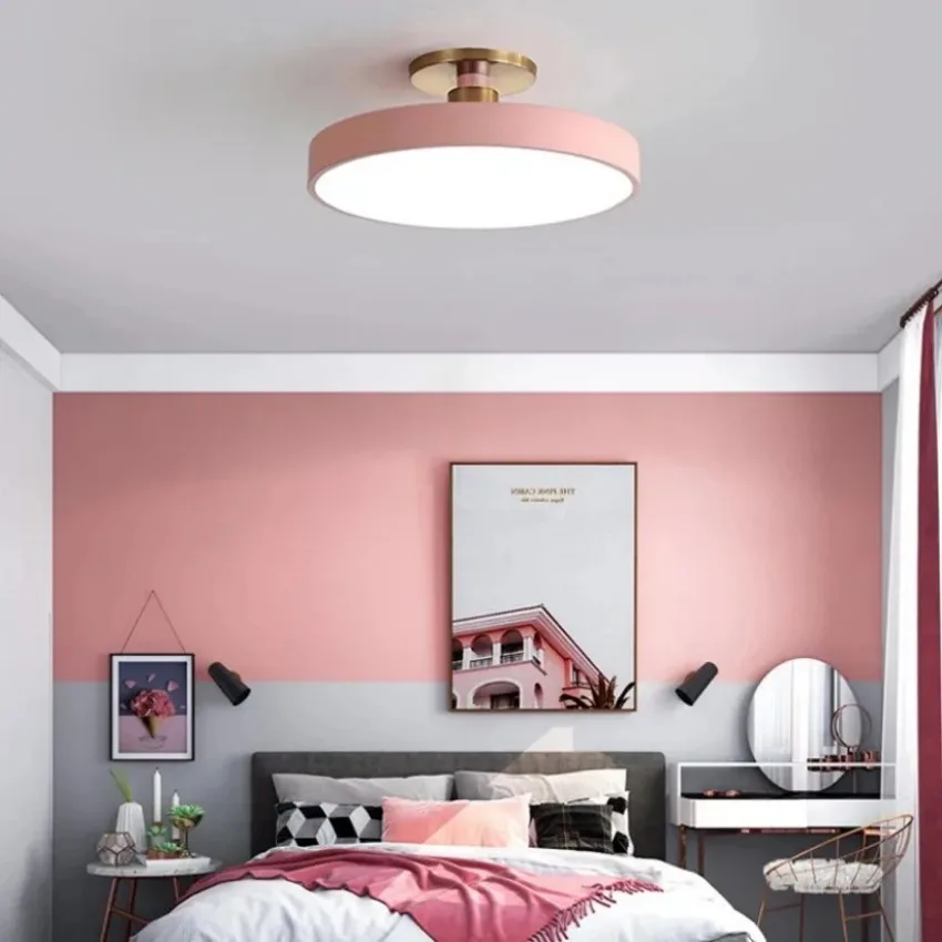 LED Modern Ceiling Light Creative Macaron Circular Light Fixture Living Room Bedroom Balcony Study Room Indoor Home Lighting