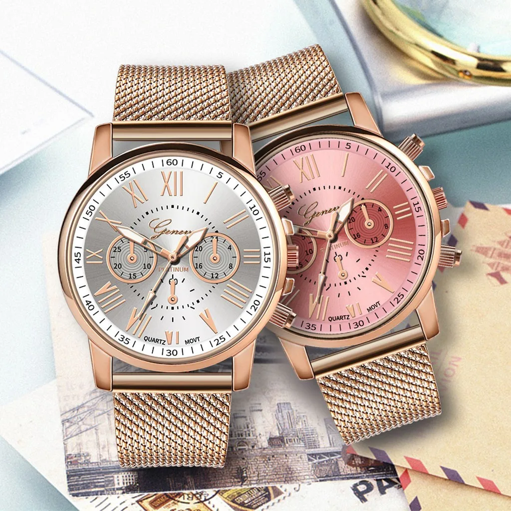 Business Women's Watches Fashion Geneva Brand Roman Numeral Simple Clock Kol Saati Montre Femme Relogio Feminino Reloj Mujer