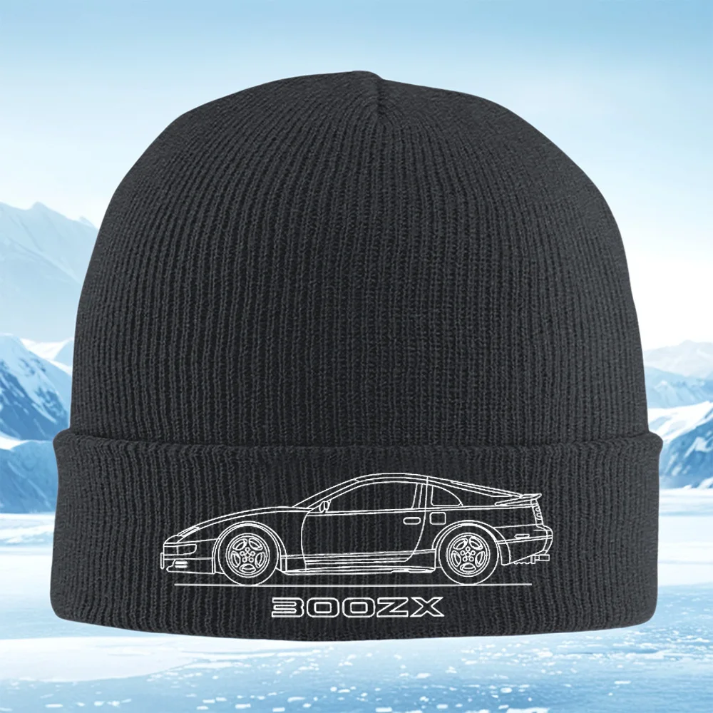 سيارة مخطط عجلات تفاصيل السيارة الرجال النساء للجنسين محبوك قبعة قبعة صوفية قبعة الشتاء الحرارية الدافئة عيد الميلاد في الهواء الطلق Cyclin
