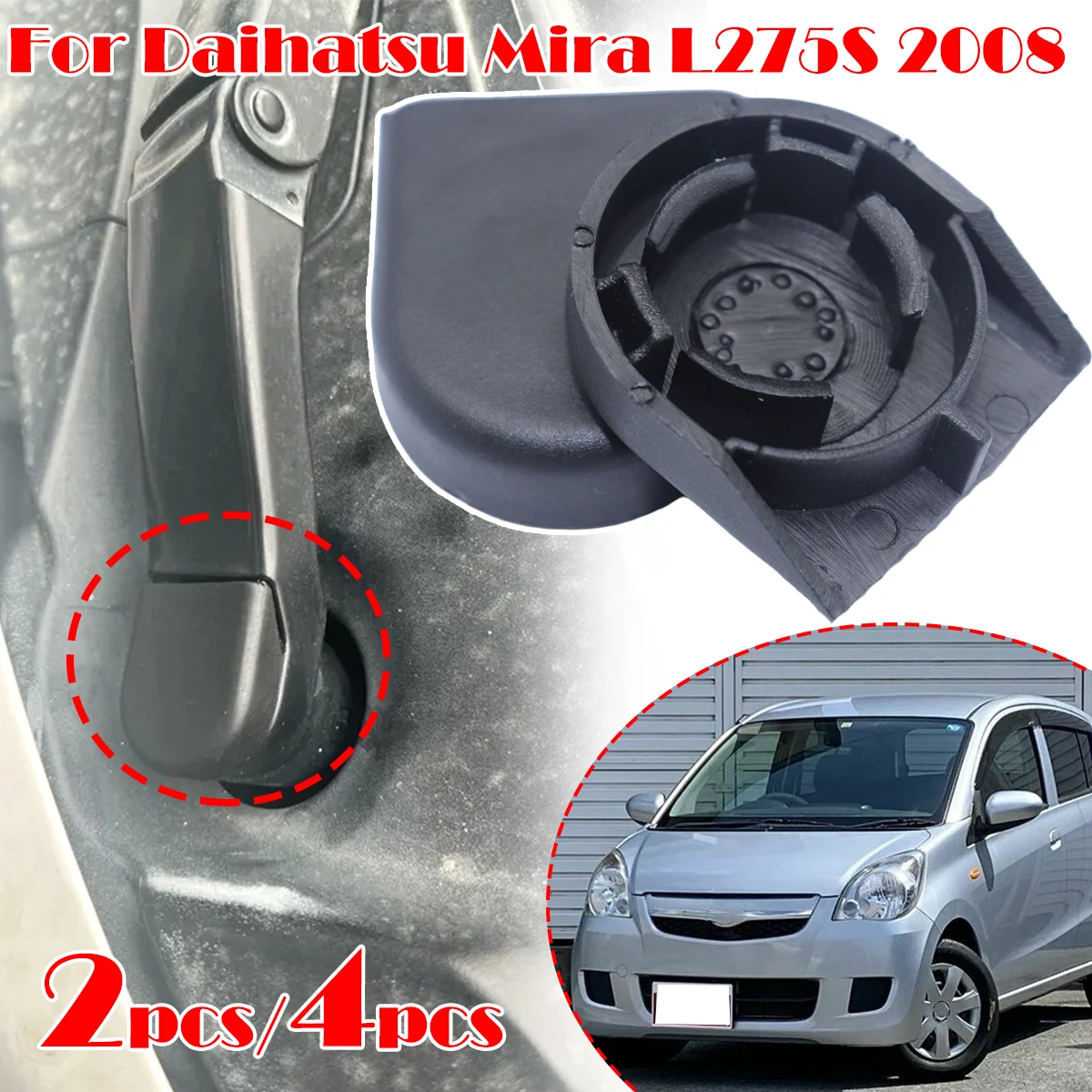 

2/4pc Front Windshield Wiper Arm Blade Nut Bolt Caps For Daihatsu Mira L275S 2008 Car Windscreen Window Rocker Cover Accessories