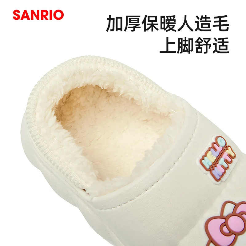 Hello Kitty Y2k Shoes Home Fuzzy Slipper Women Winter Cotton Warm Plush Non Slip Grip Fluffy Plush Mops Kawaii Shoes