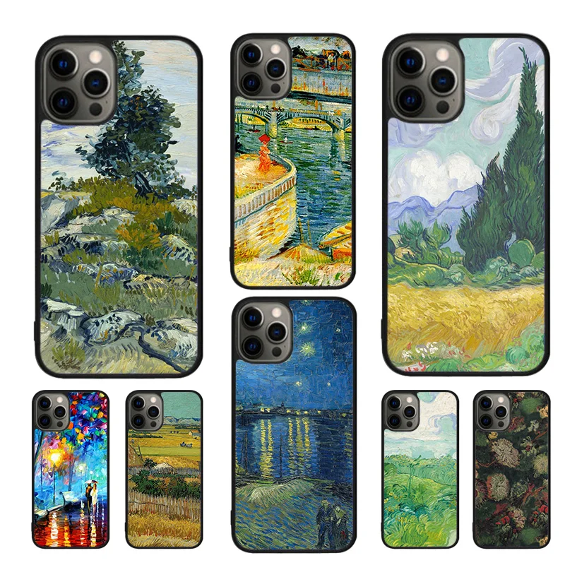 فان جوخ النفط اللوحة الحالات الهاتف المحمول غطاء آيفون 17 الهواء 16 15 14 12 13 11 برو ماكس أبل زائد كوكه #1