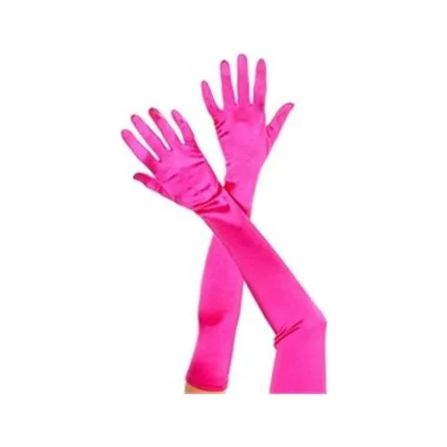 Fonnava Pink Color Long Satin Gloves