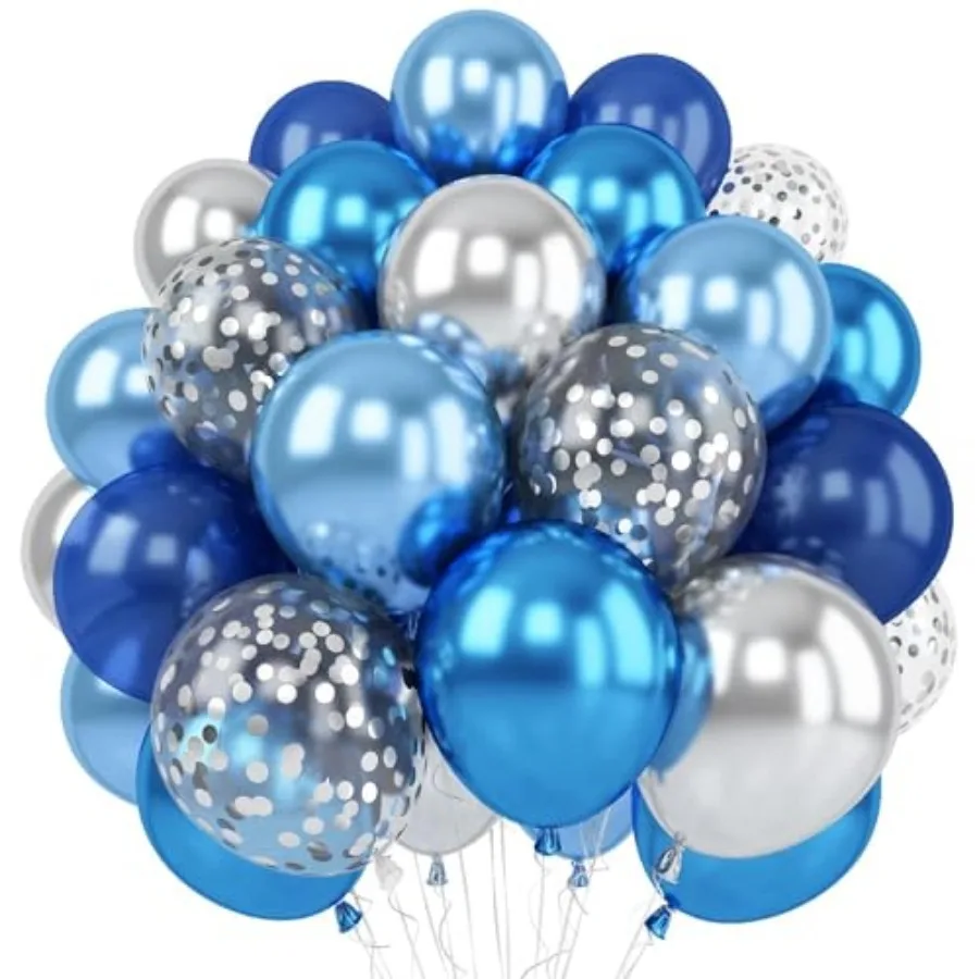 

Balloons Set, 12 Inch Balloons Dark Navy Confetti Party Latex Balloon, Macaron Metallic Baby Mixed Balloon for Birthday Graduat