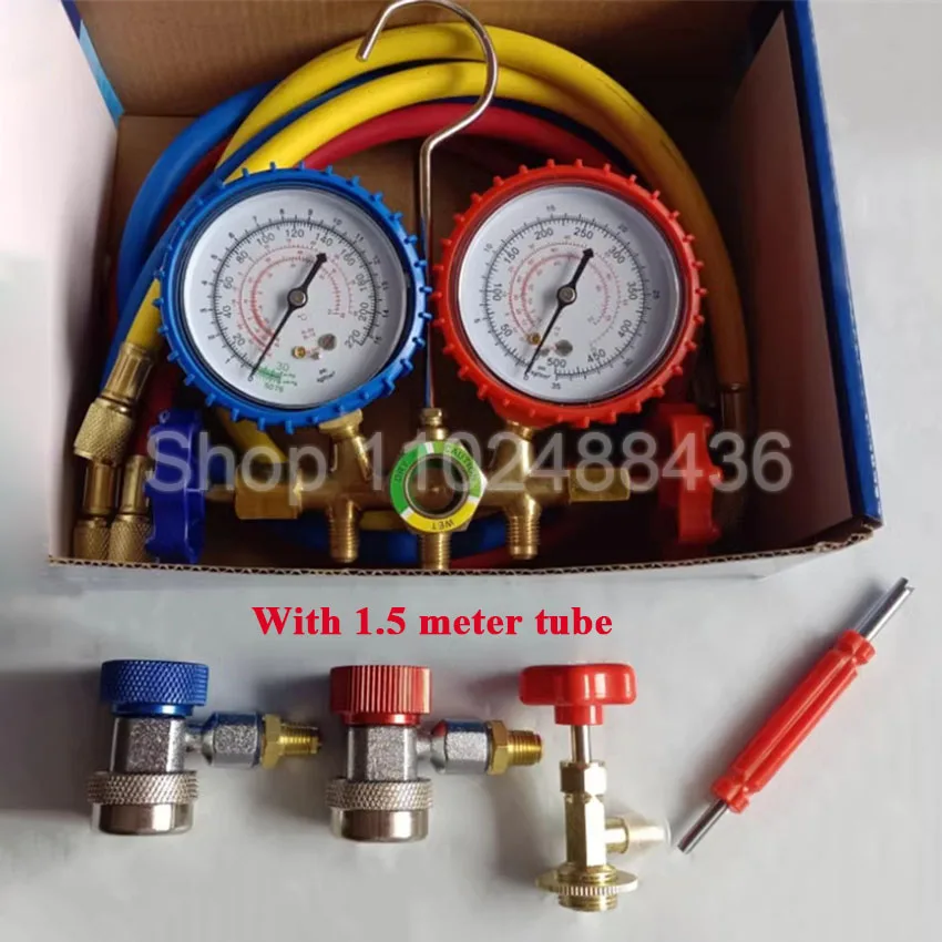 R134a AC Diagnostic Manifold Gauge Set Air Conditioning Refrigerant Fluoride Pressure Table Gauge Tester Hardware Industry