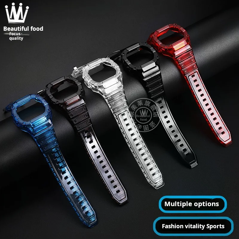 Transparent color 5600 Resin watchband For Casio G-SHOCK DW5600 5610 GW-B5600 GW-M5610 One-piece silicone men watch case strap