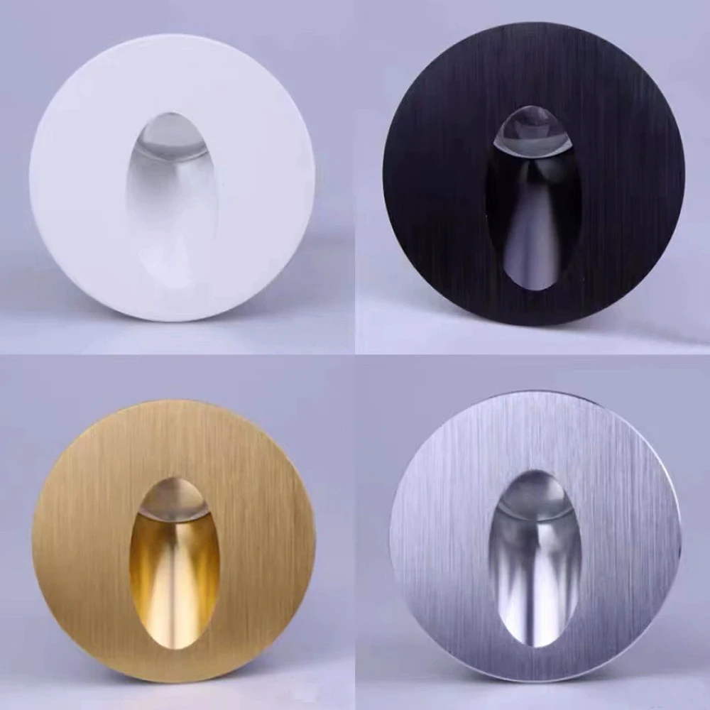 Embedded Step&Stair Light Led Wall Lamps No-sensor Interior Lighting Fixture Round Nightlights Bathroom Kitchen Cabinet Lights