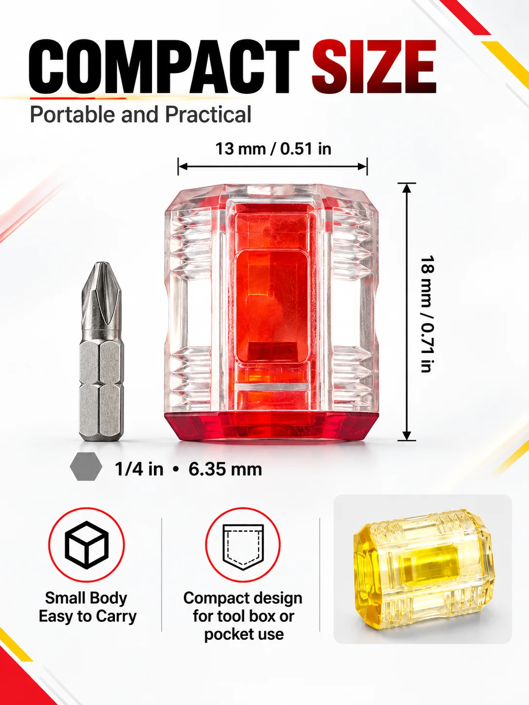 Magnetisier- und Entmagnetisierungswerkzeug, 1/4 Zoll 6,35 mm Magnetring für Schraubendreherbits, starker Magnetisierer für Elektrobohrerbits – Detail 5