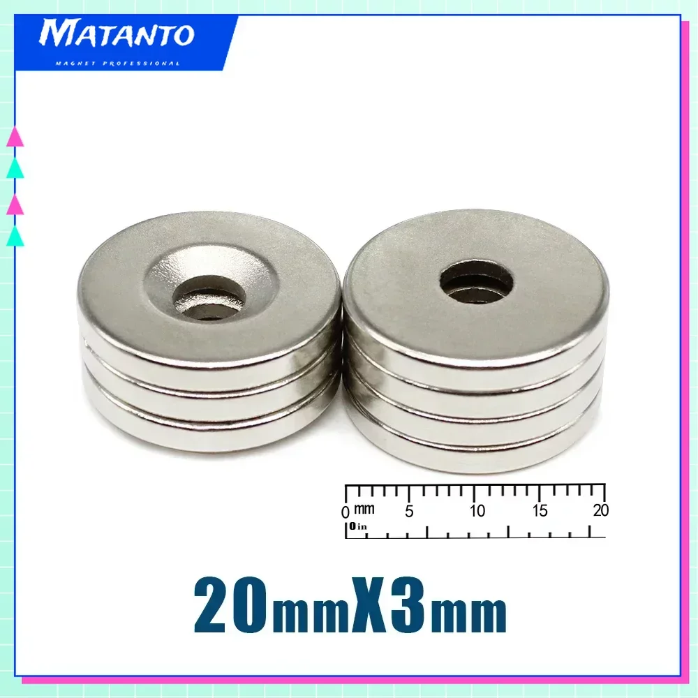 10/20/50/100PCS 20x3-5mm Countersunk Round Search Magnet with Hole Disc Permanent Super Strong N35 Neodymium Magnet