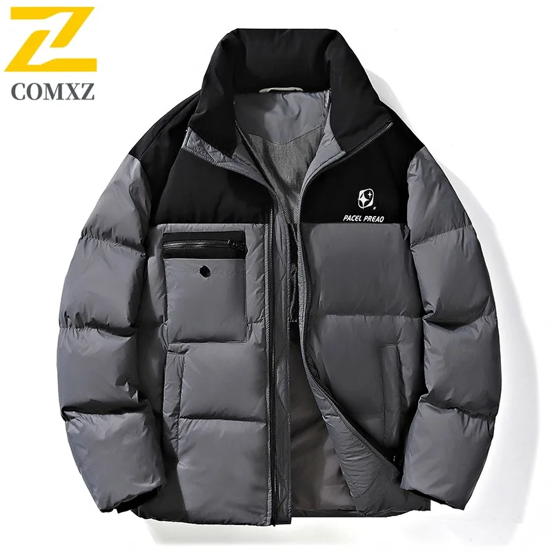 

COMXZ Bread Jacket Stand Collar Warm Cold-Resistant Snowy Puffer Jacket Travel Loose High-Quality Winter Jacket Men's Clothing