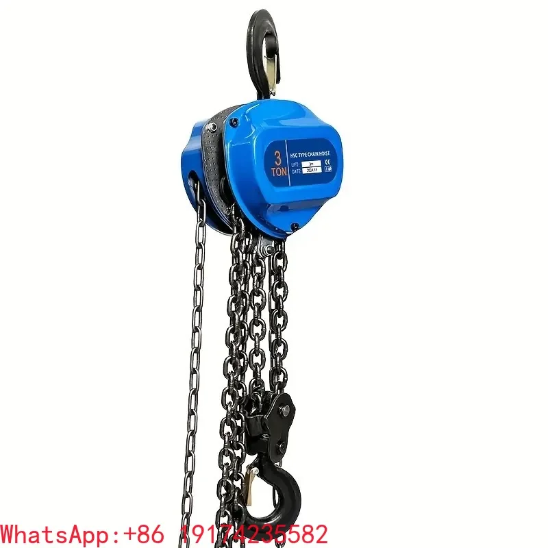 

G80 3 Ton Manual Chain Hoist 6600lbs Heavy Duty Lift, 10ft Zinc Chain, Double Brake & 360° Hook For Garage/Dock/Factory