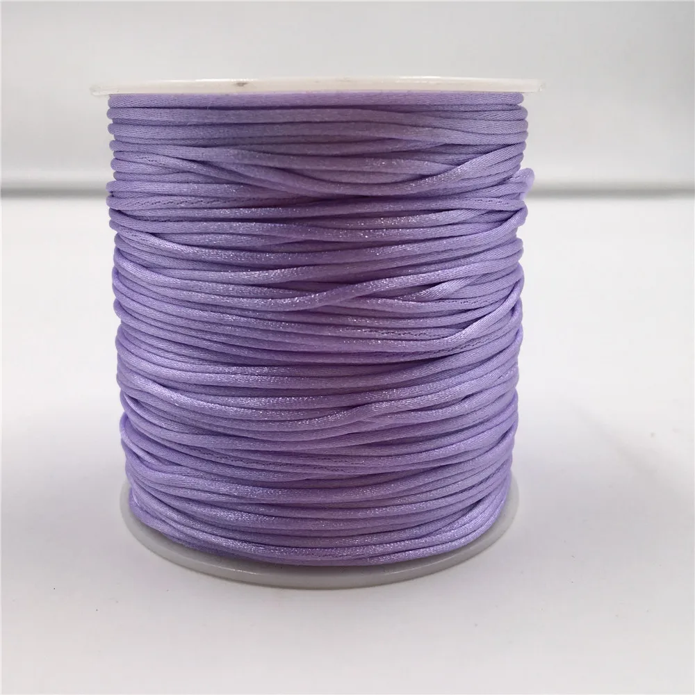 Luz Roxo Macramé Cord, Trançado Silk Satin Nylon Corda, DIY Beading Thread Wire, Nylon forte, 1mm, 50m