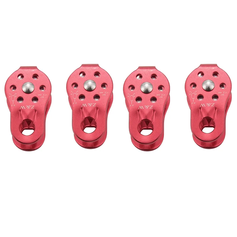 

B50C 4 Pcs Rock Pulley Rope Tree Climbing Climber Arborist Fixed Pulley Red