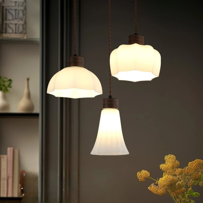 الفرنسية الرجعية الزجاج قلادة ضوء الثريا LED مصباح معلق لغرفة الطعام المطبخ مطعم ديكور المنزل الإنارة قاعة غرفة نوم