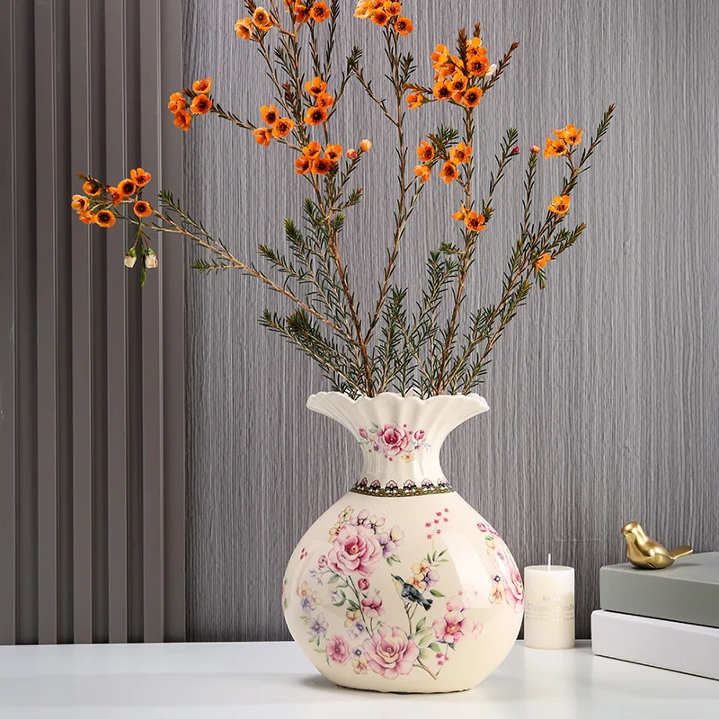 Creative money bags ceramic vases home decoration living room n-style decorative dry flower arrangement Free shipping