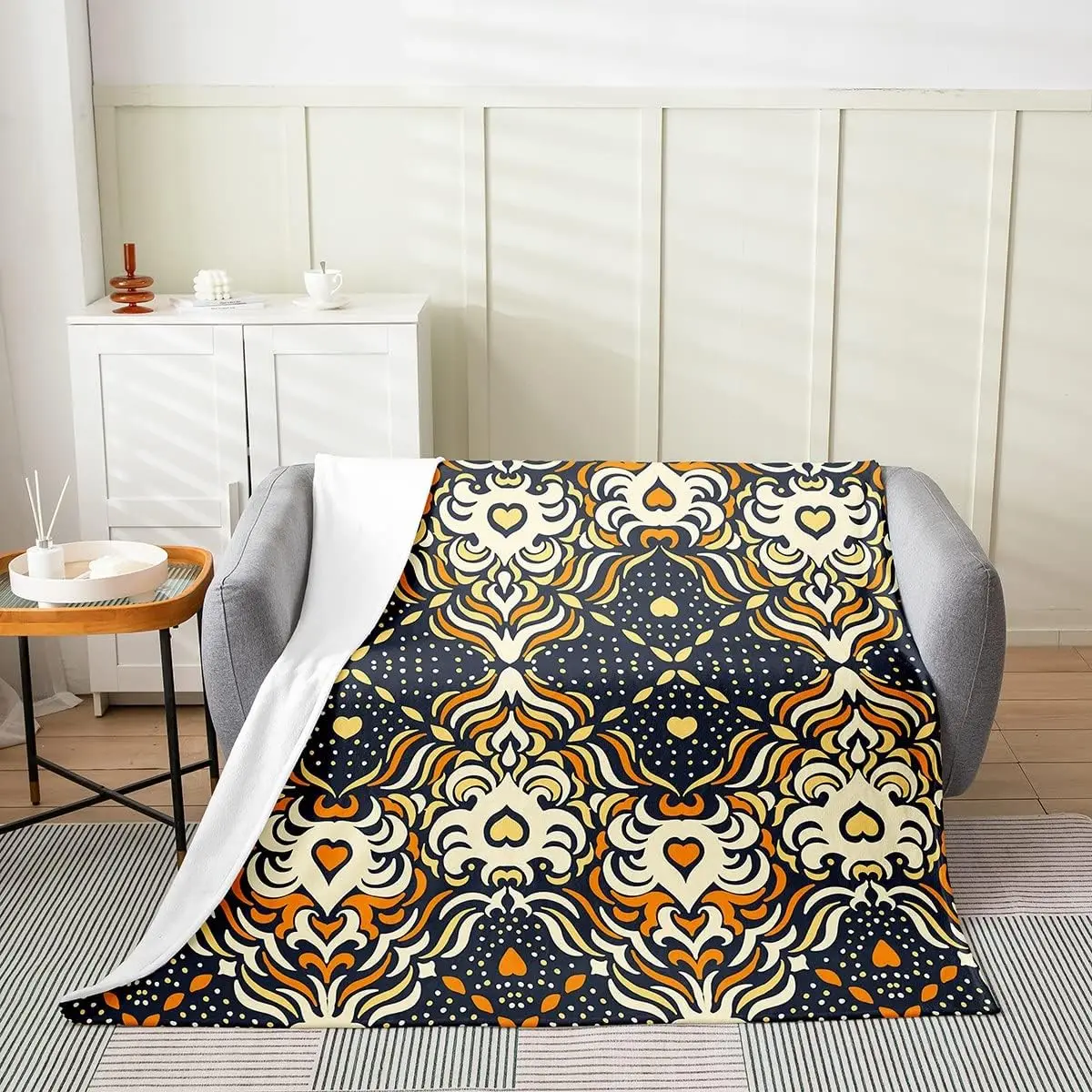 

Bohemian Pattern Flannel Blanket for Kids Boys Gift,Colorful Boho Mandala Geometric Plush Blanket for Bedroom