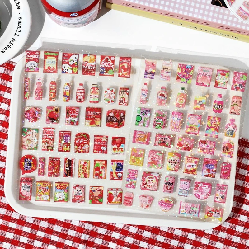 1 Sheets Snack House Series Sticker PET Star Flash Film Deco Scrapbook DIY Material Decoration Stationery Stickers