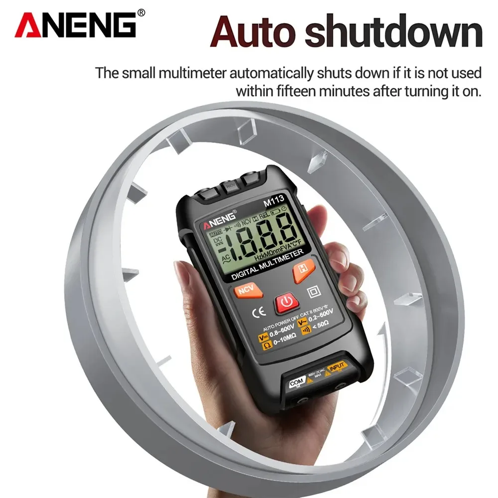 Mini Instruments Electricity Test Tool ANENG M113 Inteligent Multimeter 1999 Count Digital AC/DC Voltage Meter Ohm NCV Measuring