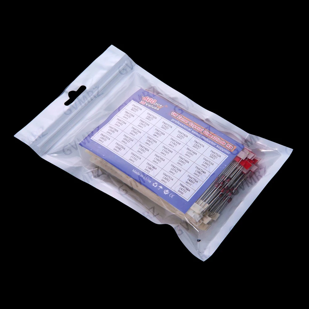 600PCS 1N47 series 30Values 1W Zener Diode Kit 3V-47V Box for Electronics Voltage Regulation Projects 1N4727A/1N4732A/1N4742A 3V