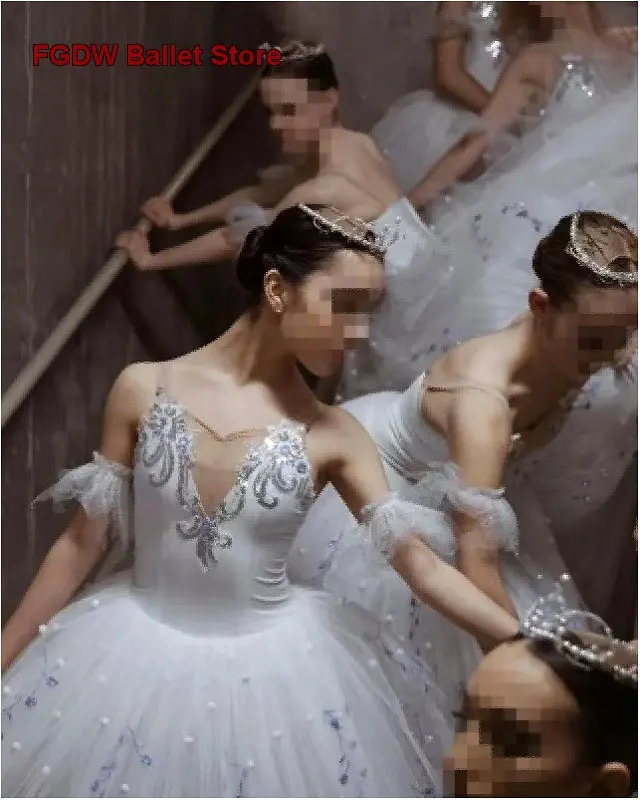 Women's Giselle The Nutcracker Long Mesh Performance Costume Mesh for Girls and Children Adult Kids