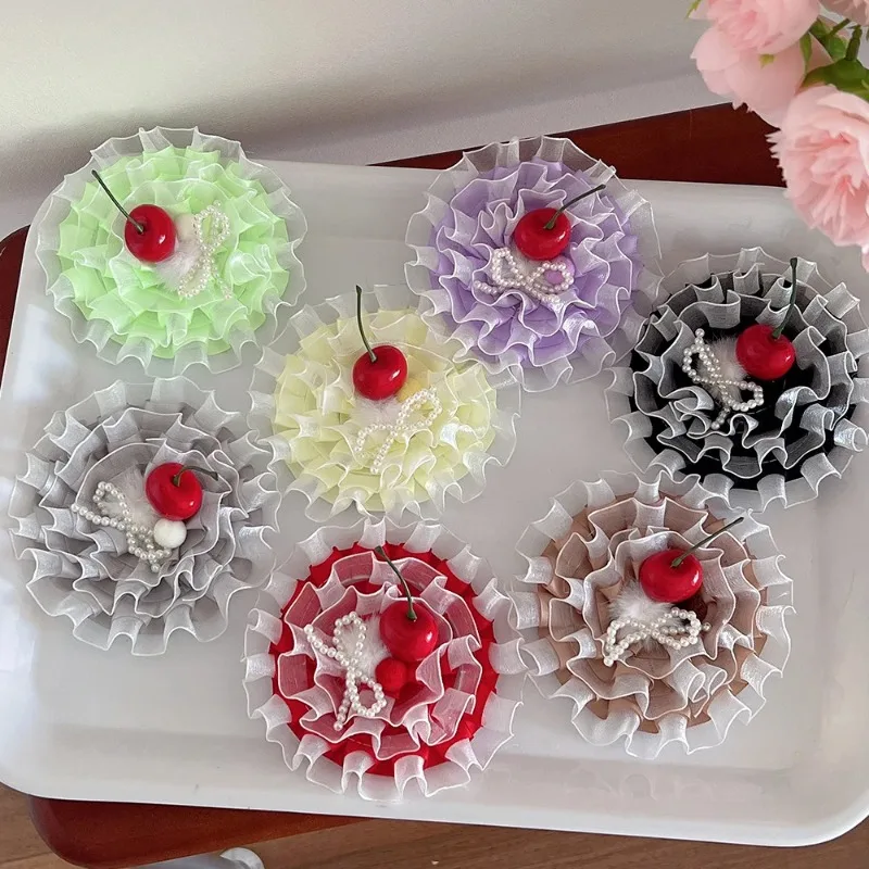 

Заколка для волос в стиле Лолита с кружевом и вишневым декором, милые детские заколки-украшения для волос, аксессуары для головы, кавайные украшения для волос для женщин и девочек, подарки