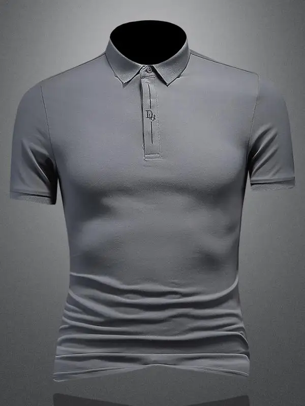 

Summer Thin Embroidered irt Men's ort Sve Slim Fit Korean Sle Casual Breathable Busin f Sve T-irt