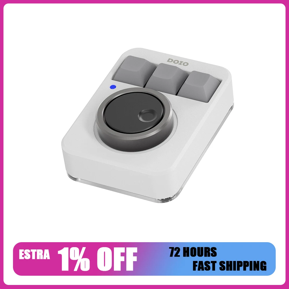 

DOIO KB03-01 Механическая клавиатура из алюминиевого сплава с двойной ручкой RGB Пользовательский объем QMK VIA Мини-клавиатура-клавиатура в подарок