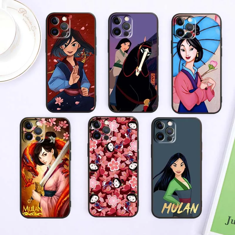 

Princess Disney Mulan For Apple iPhone 17 16 16E 15 14 13 12 11 Pro Max Plus Air Black Soft Silicone Cover Phone Case